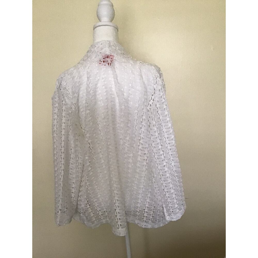 Women's White Cardigan Style Open Jacket Lacey‎ White Covering by Hearts of Palm - Picture 9 of 11